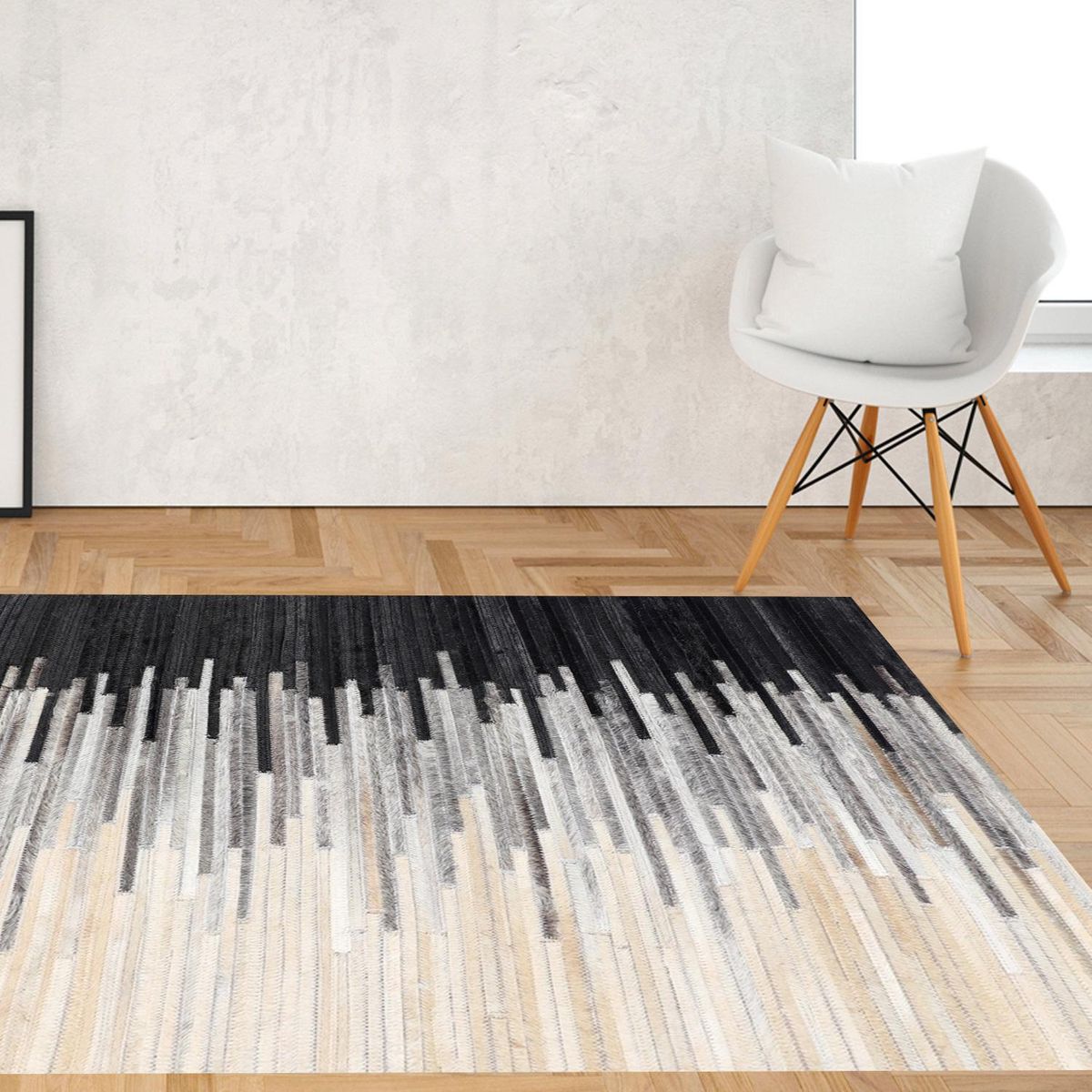 DIB - Alfombra Grande Leather Patch Design 190x290 cm Cuero Multicolor