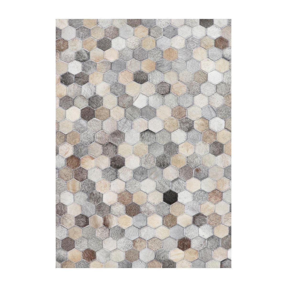 DIB - Alfombra Grande Leather Patch Design 190x290 cm Cuero Gris