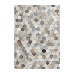 DIB - Alfombra Grande Leather Patch Design 190x290 cm Cuero Gris