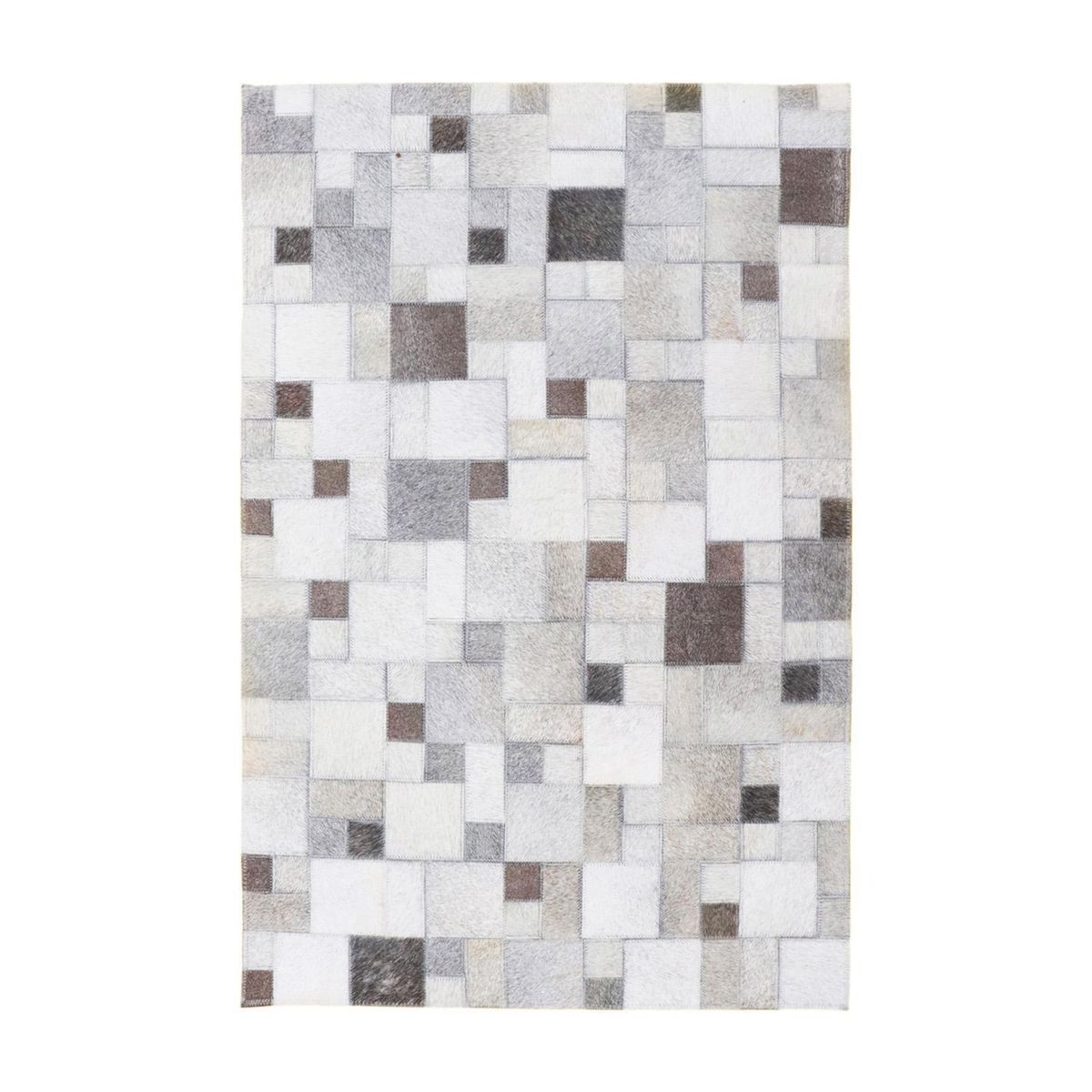 DIB - Alfombra Grande Leather Patch Design 190x290 cm Cuero Gris