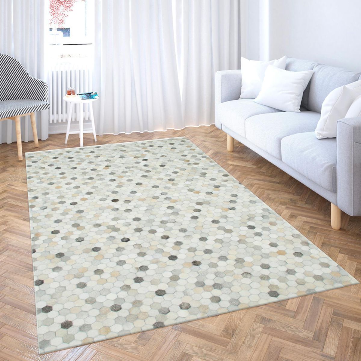 DIB - Alfombra Leather Patch Design 230x330 cm Cuero Gris