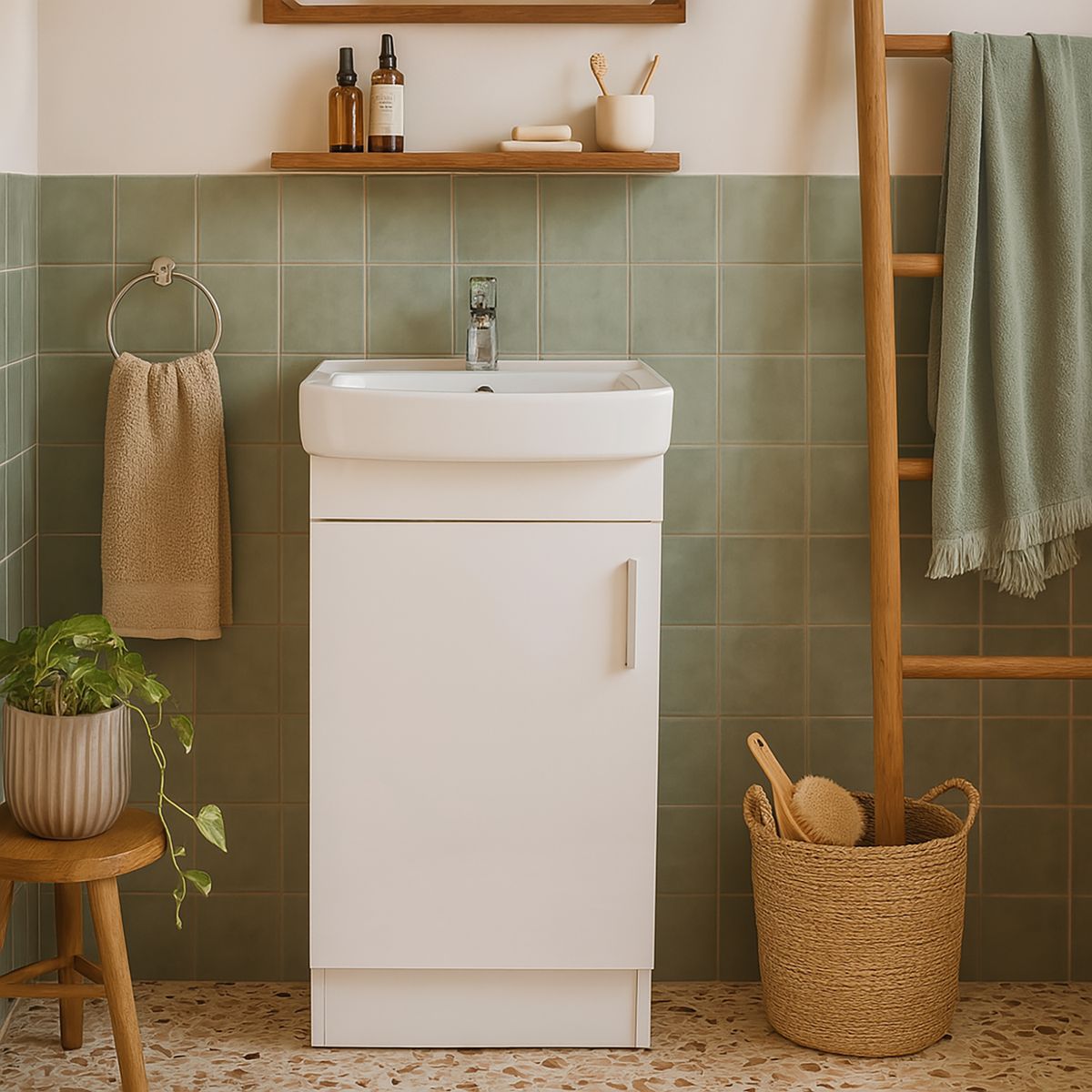 STRETTO - Kit Mueble Claire Blanco 82x40 cm + Cubierta Blanco 40.5x82x42 cm