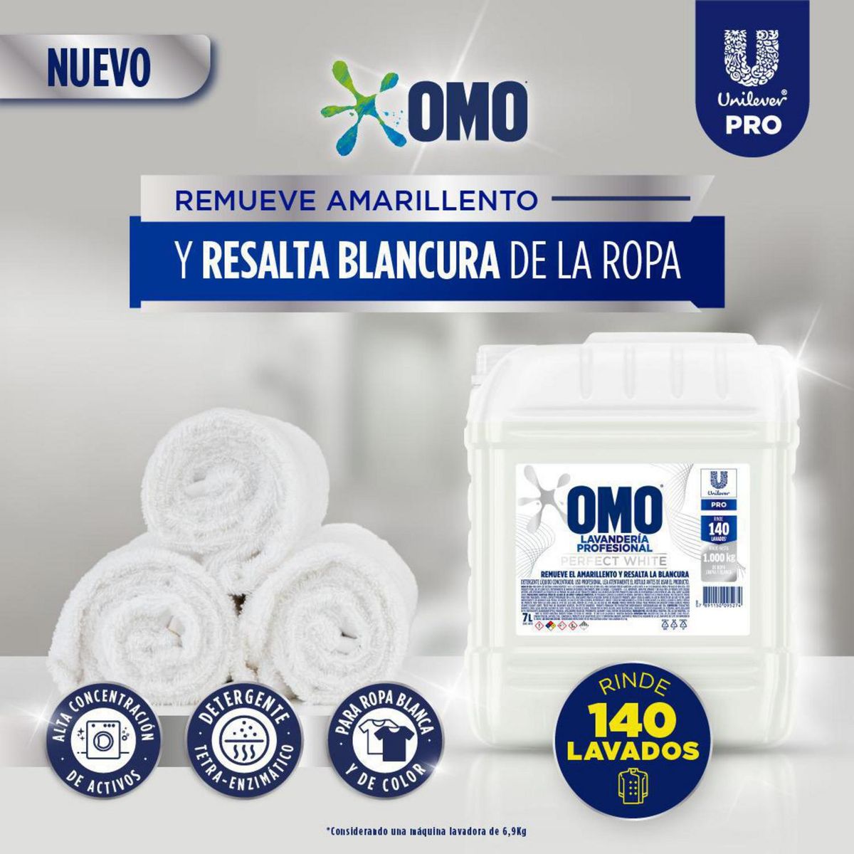 OMO - Detergente Líquido Omo Perfect White 7 Litros para Ropa Blanca