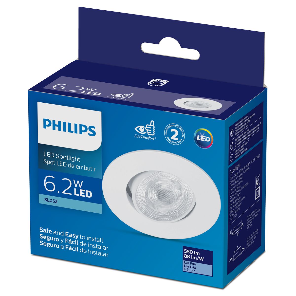 PHILIPS - Foco Spot Embutido de Techo Dirigible 6.2W Luz Fría