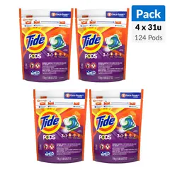 TIDE - Pods Detergente Pack 4 Unidades x 31 Pods c/u