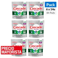 CASCADE - Tabletas Lavavajillas Pack 6 Unidades x 14 Tabletas c/u