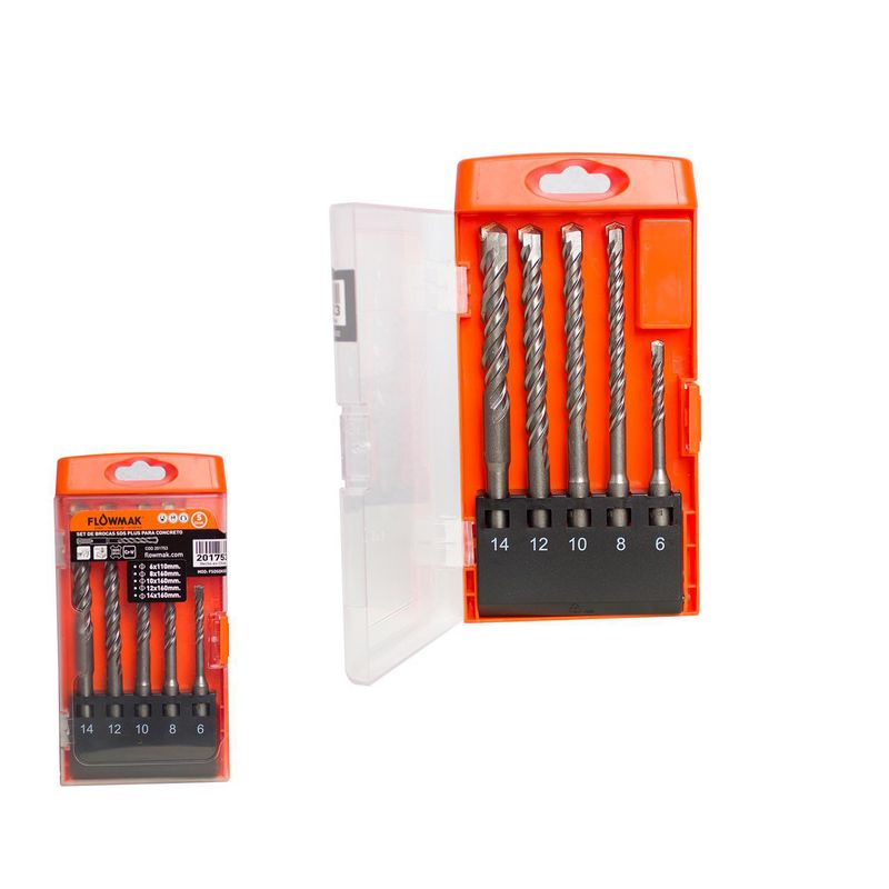 FLOWMAK - Set brocas concreto p/rotomartillo sds 5pzas