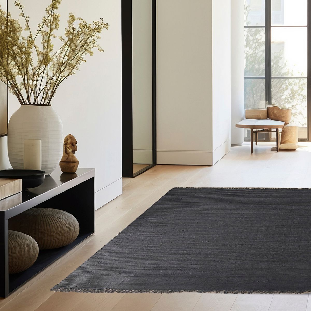 IDETEX - Alfombra Grande Bombay 240x340 cm Yute Negro