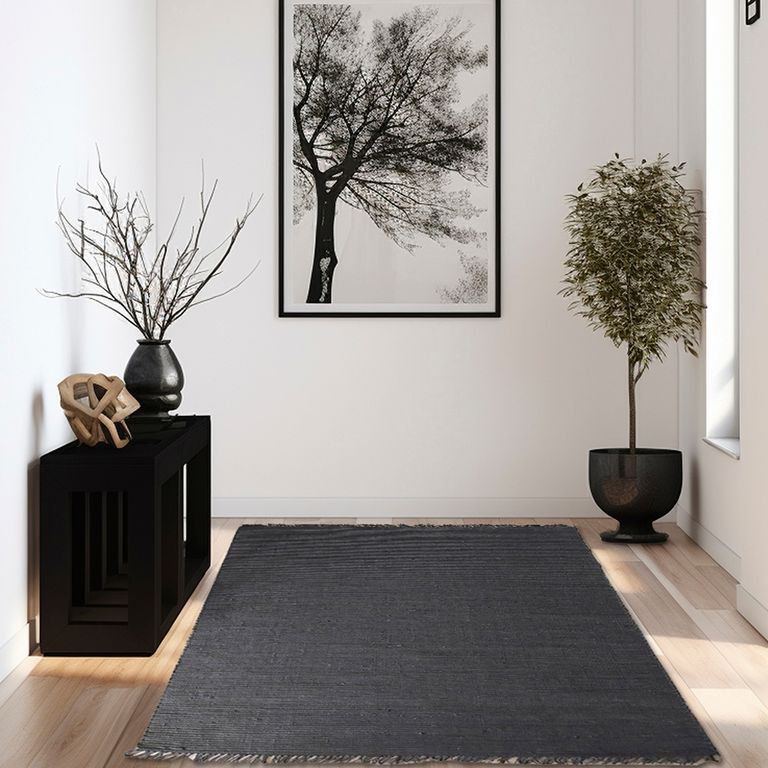 Alfombra 160x230 cm Yute Negro