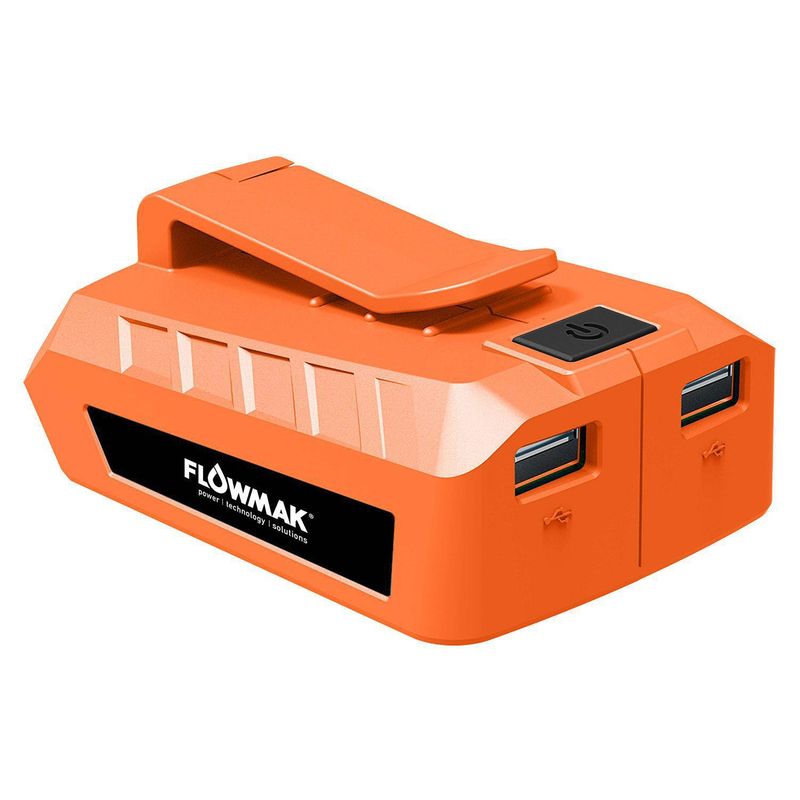 FLOWMAK - Adaptad batería salida 2 puertos usb salida 5v cap carga 2 amper