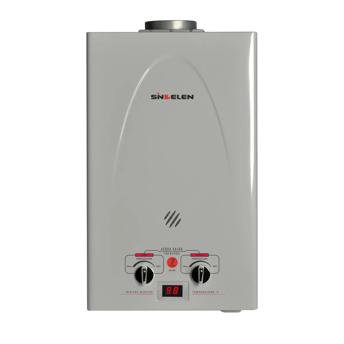 SINDELEN - Calefont Gas Licuado 7 Litros Tiro Natural Ionizado