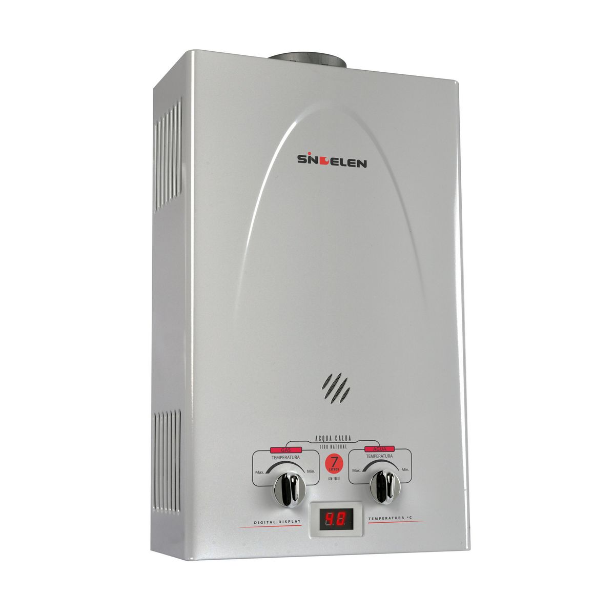 SINDELEN - Calefont Gas Licuado 7 Litros Tiro Natural Ionizado