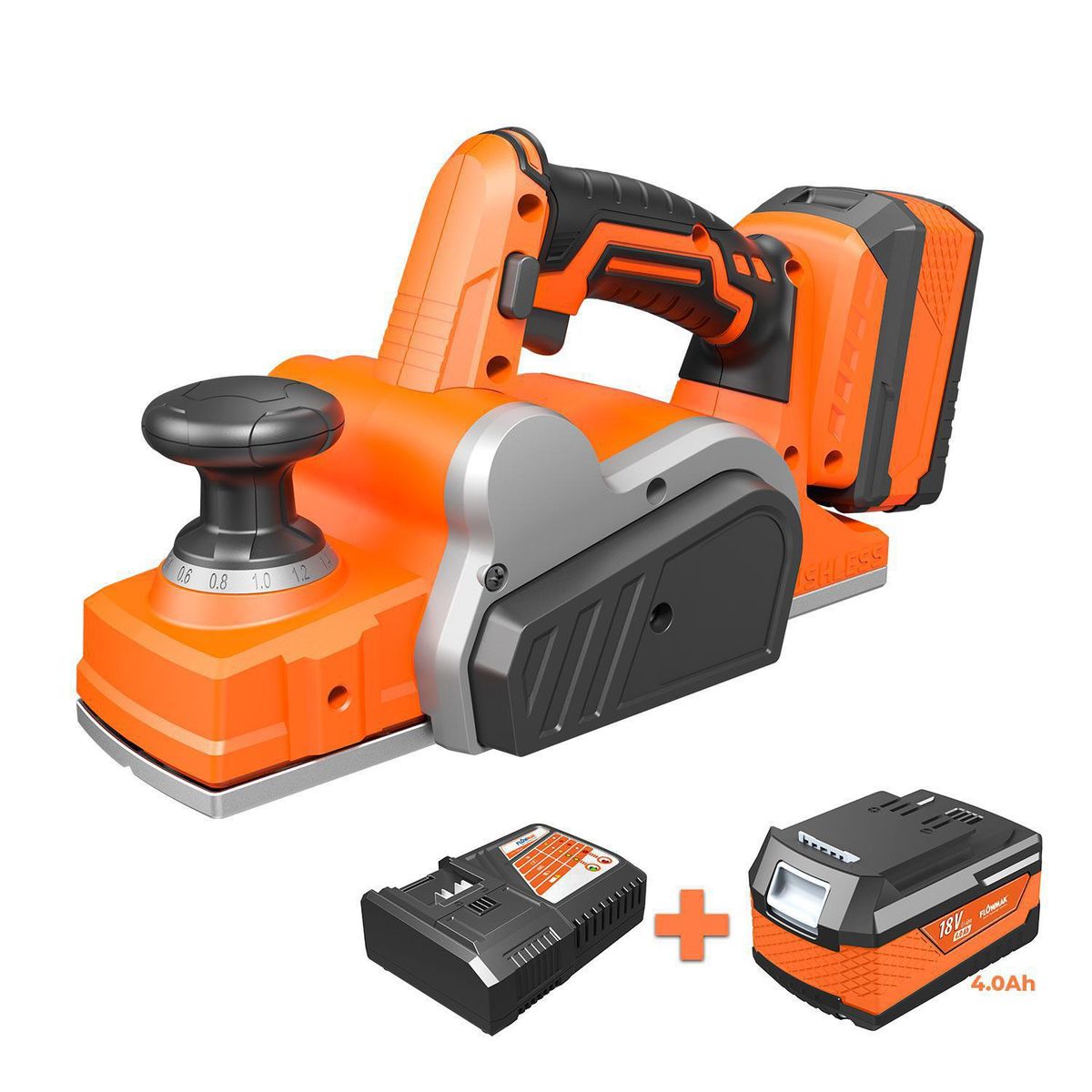 FLOWMAK - Cepillo inalambrico 82mm 18v batería y cargador 13000pmr