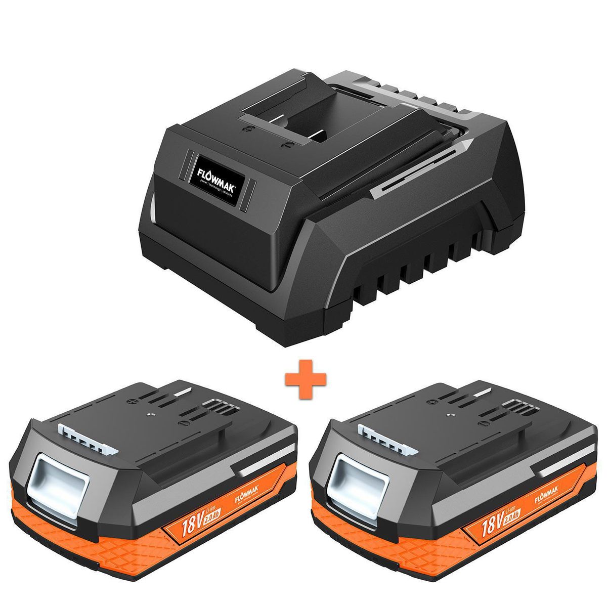 FLOWMAK - Atornillador impacto cargador más 2 baterías