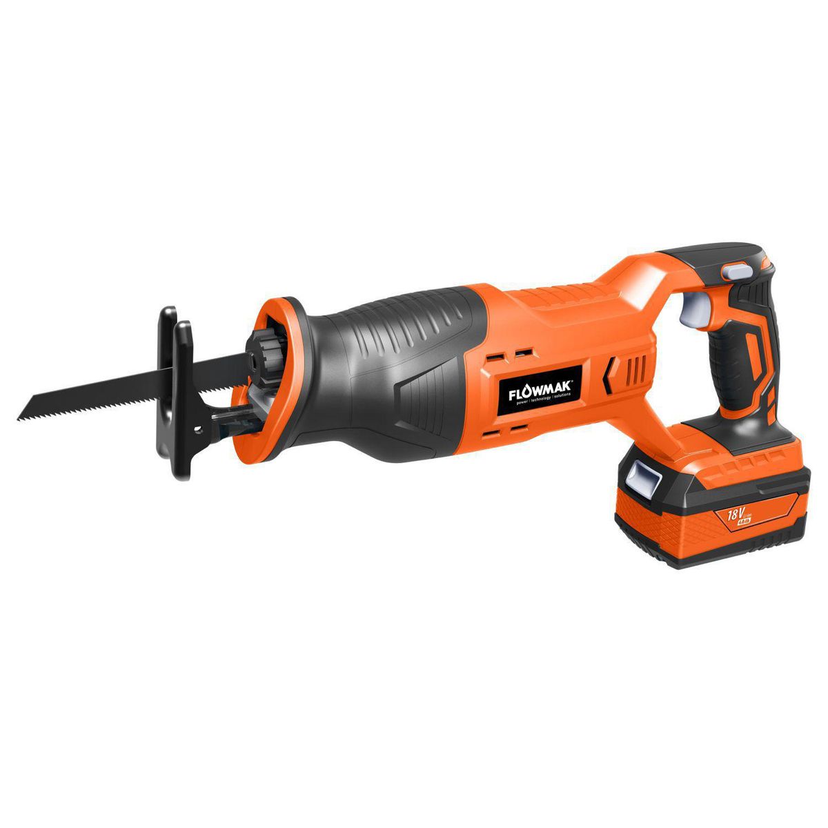 FLOWMAK - Sierra sable inalam b18v batería y cargador 2800cpm carrera 25,4mm