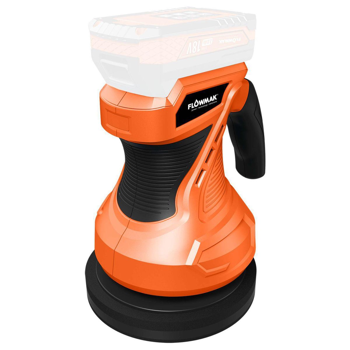 FLOWMAK - Pulidora orbital 150mm 18v batería 2ah y cargador 4000rpm diam 150mm