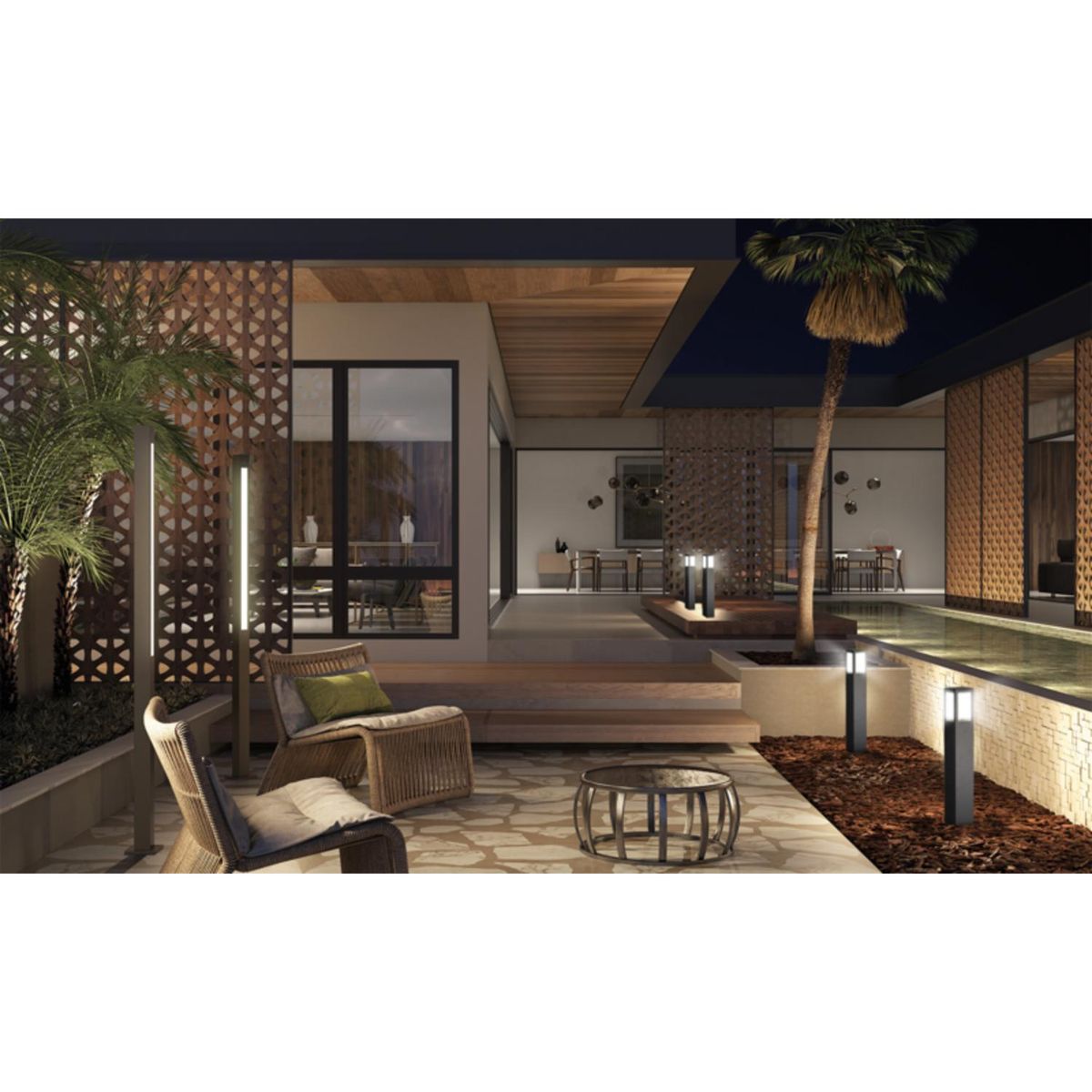 BLUMENAU - Farol Jardín Cuadrado 60 W IP54 Luz Cálida o fría