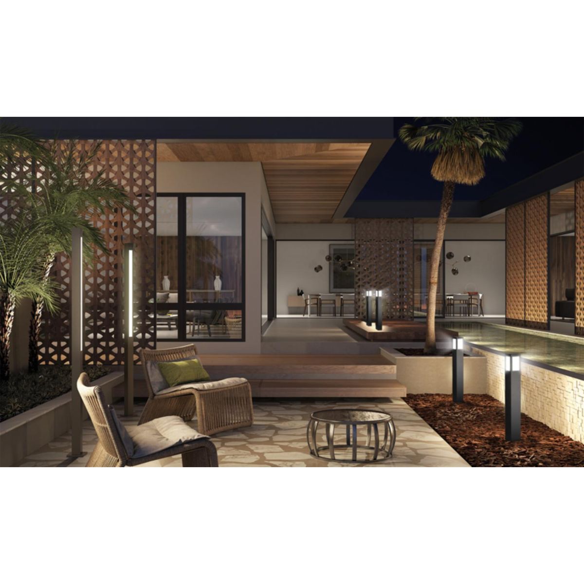 BLUMENAU - Farol Jardín Cuadrado 60 W IP54 Luz Cálida o fría