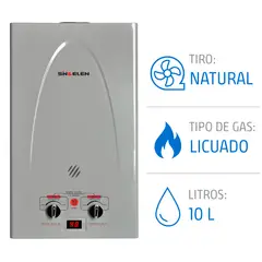SINDELEN - Calefont Gas Licuado 10 Litros Tiro Natural Ionizado