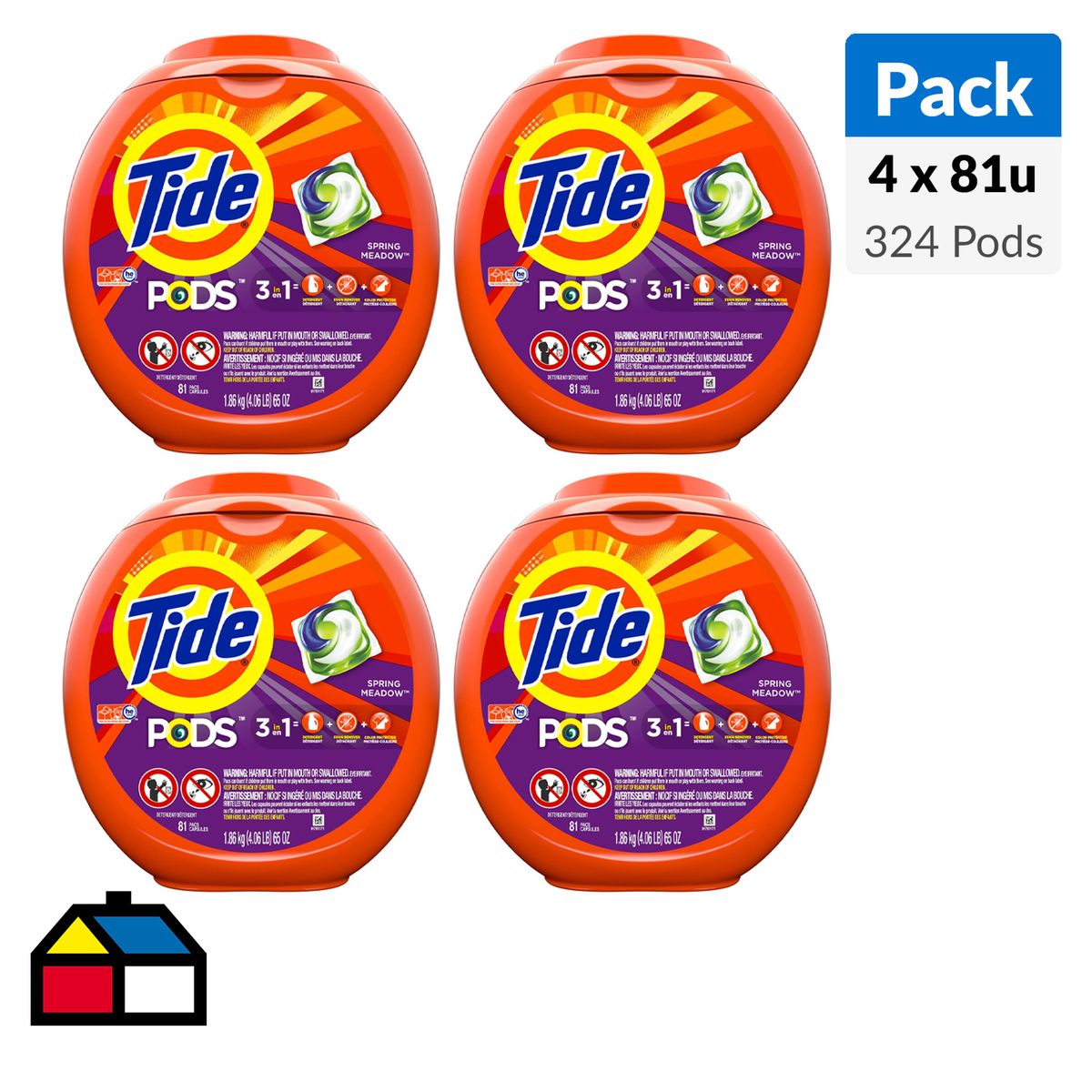 TIDE - Pack 4 Detergente Tide Pods 3 En 1 324 Unidades