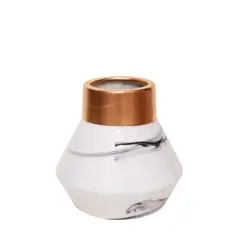 SOHOGAR - Florero de Cerámica Color Blanco/Dorado 16cm