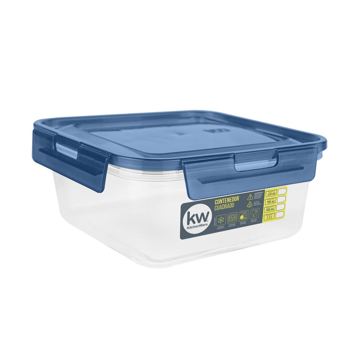 KW - Contenedor de Alimento Cuadrado Plástico 900 ml