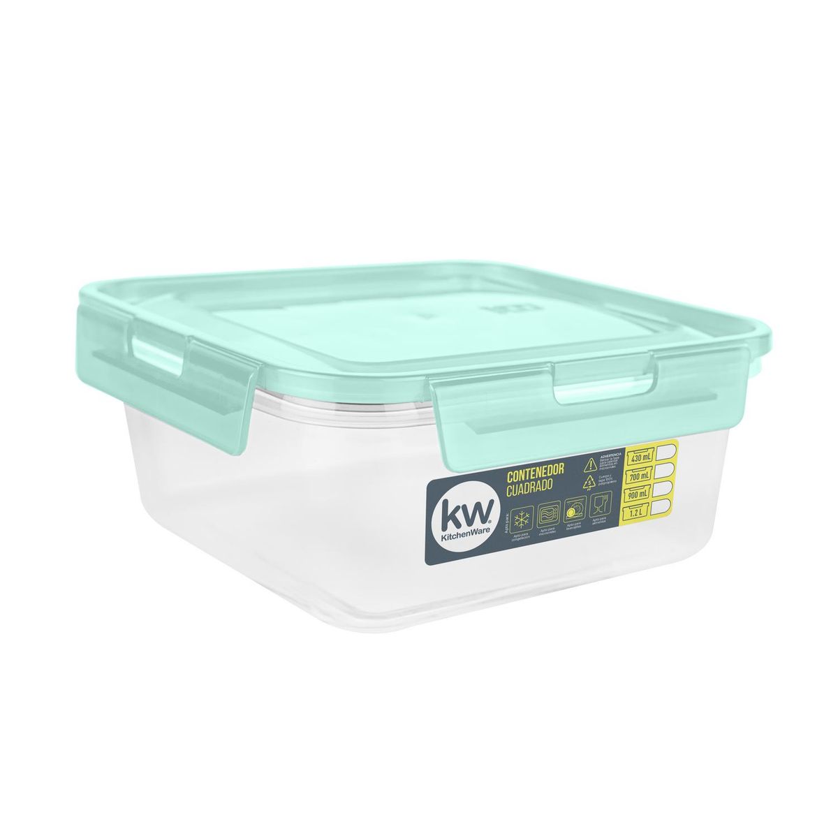 KW - Contenedor de Alimento Cuadrado Plástico 900 ml