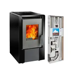 AMESTI - Estufa Pellet 01-262/Kit Instalación Negro