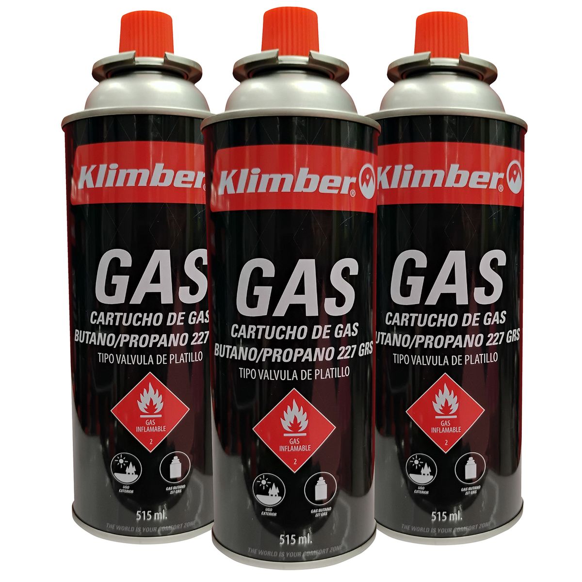 KLIMBER - Pack Gas Para Cocinillas 227 gr 3 Unidades