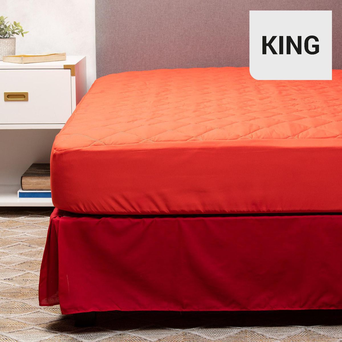 ARTHOME - Cubrecolchón y Faldón King Rojo