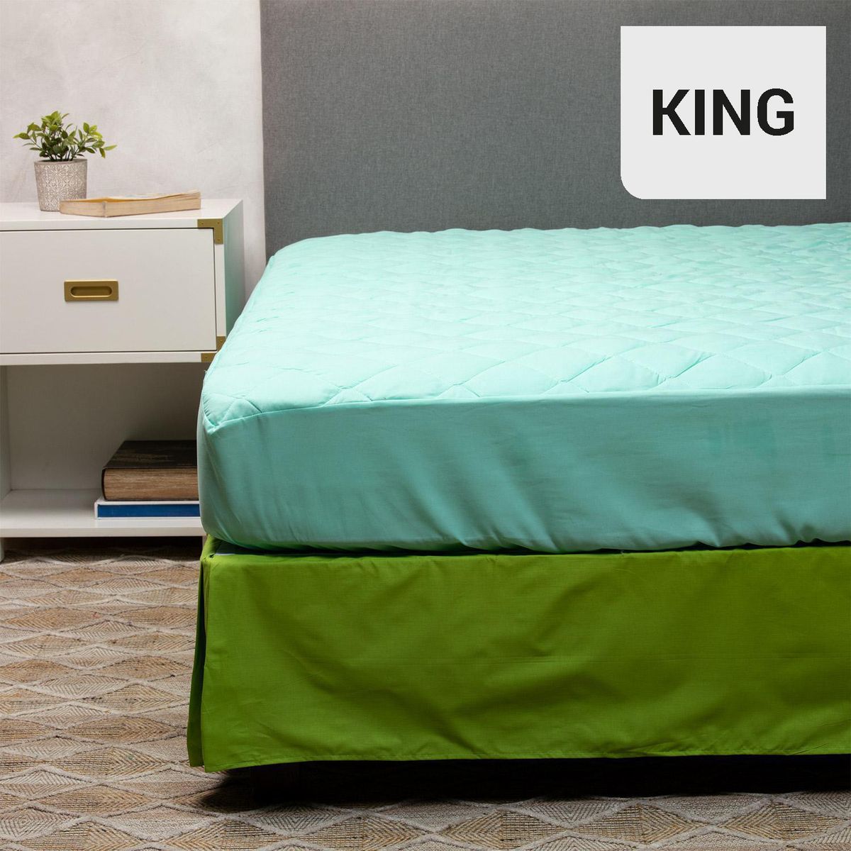 ARTHOME - Cubrecolchón King Verde