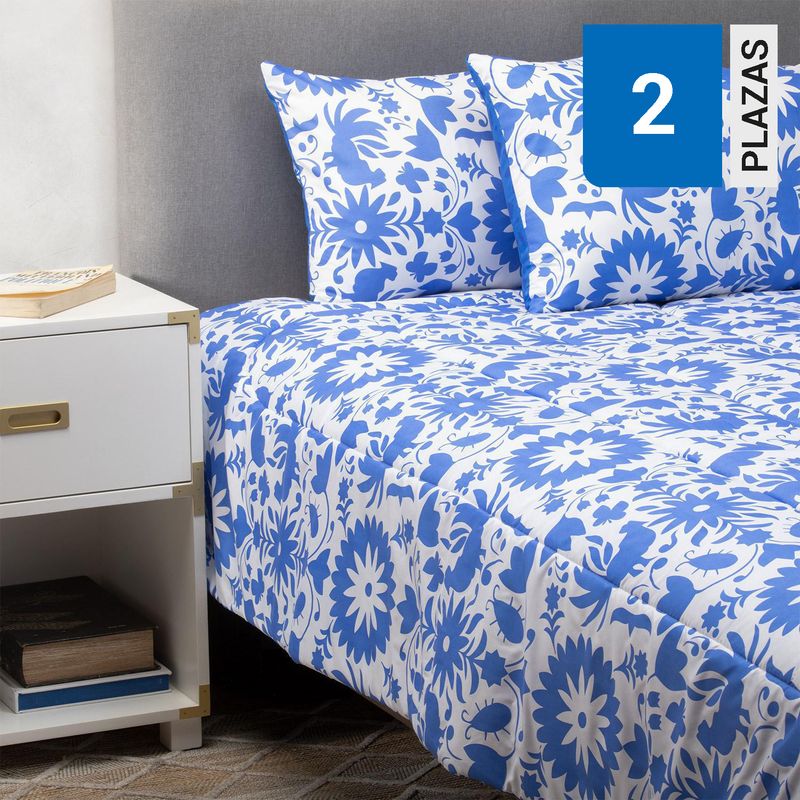 ARTHOME - Pack 2 Almohadas Negras + Plumón México Azul 2 Plazas