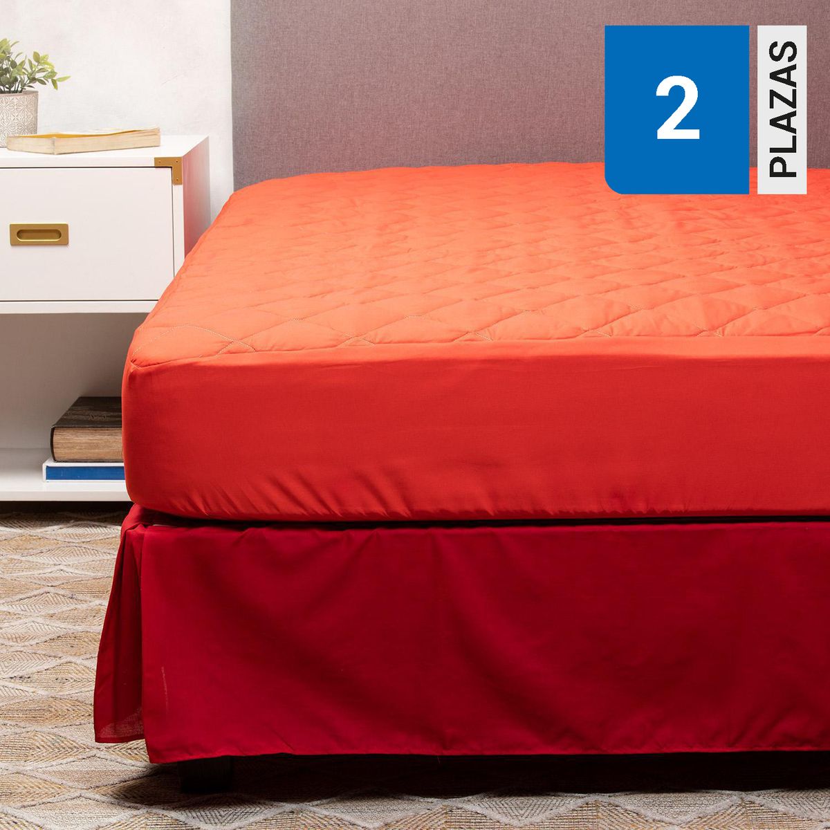 ARTHOME - Cubrecolchón y Faldón 2 plazas Rojo