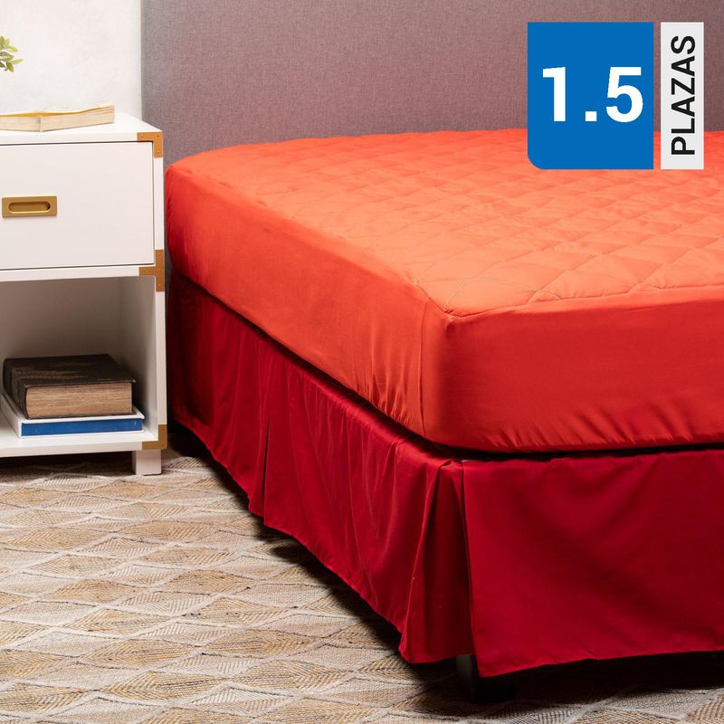 ARTHOME - Cubrecolchón + Faldón Rojo 1.5 Plazas
