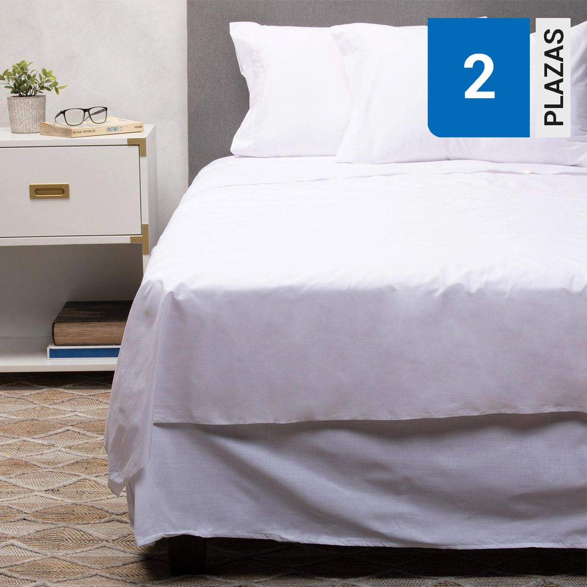 ARTHOME - Pack 2 Almohadas Blanca 50X70 cm + Sábana Blanca 2 Plazas