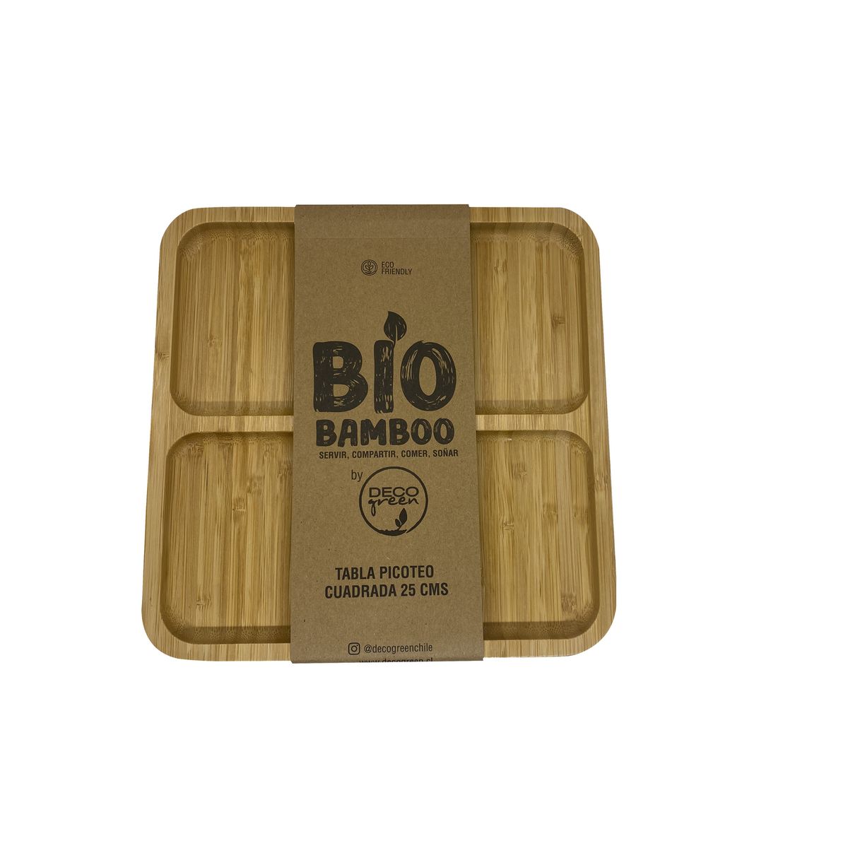 DECOGREEN - Tabla Picoteo Bio Bamboo Cuadrada 25 cm