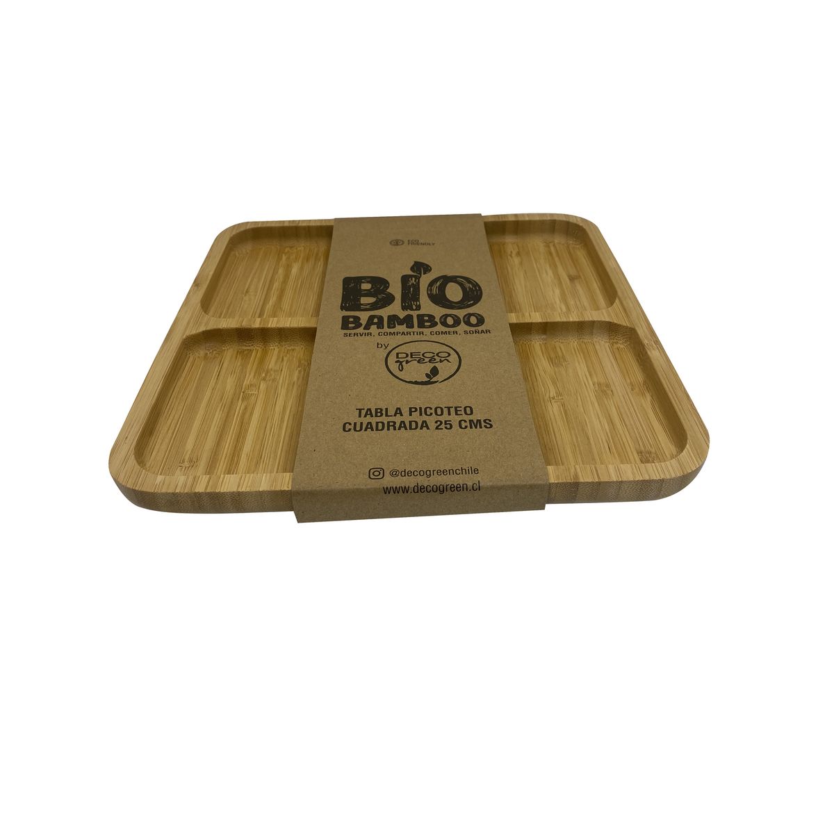 DECOGREEN - Tabla Picoteo Bio Bamboo Cuadrada 25 cm