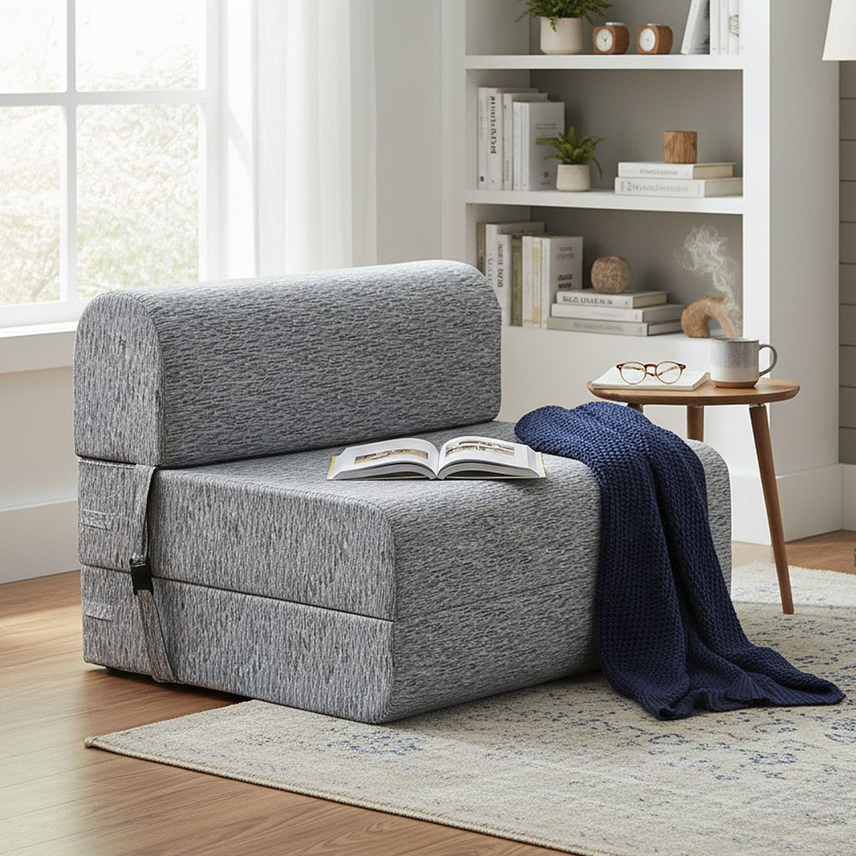 MANTAHUE - Sofá Cama Brocato Gris Claro 105x165x18 cm