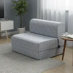 MANTAHUE - Sofá Cama Brocato Gris Claro 120x165x18 cm