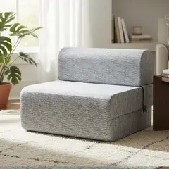 MANTAHUE - Sofá Cama Brocato Gris Claro 90x165x18 cm