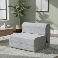 MANTAHUE - Sofá Cama Brocato Gris Claro 65x165x18 cm