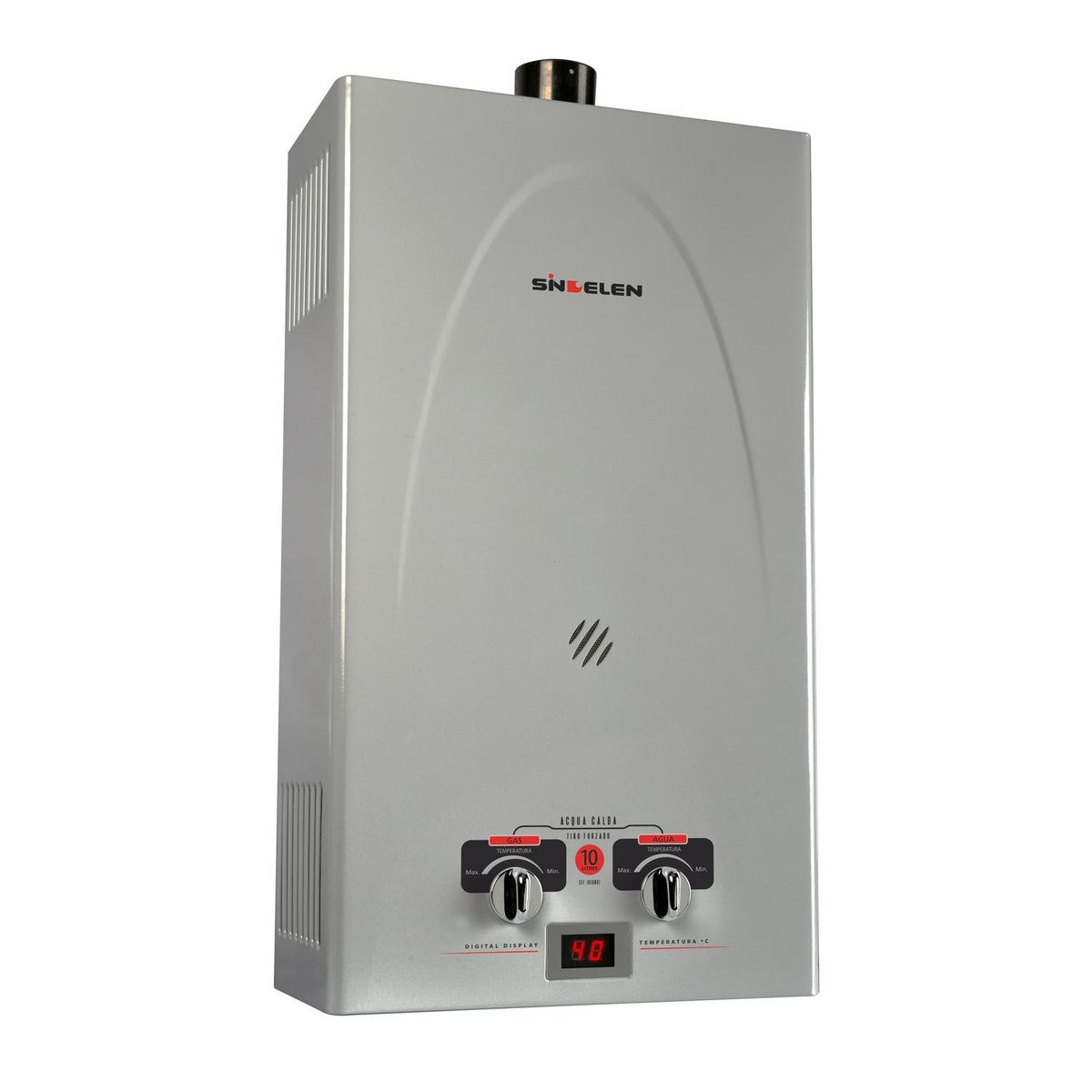 SINDELEN - Calefont Gas Natural 10 Litros Tiro Forzado Ionizado