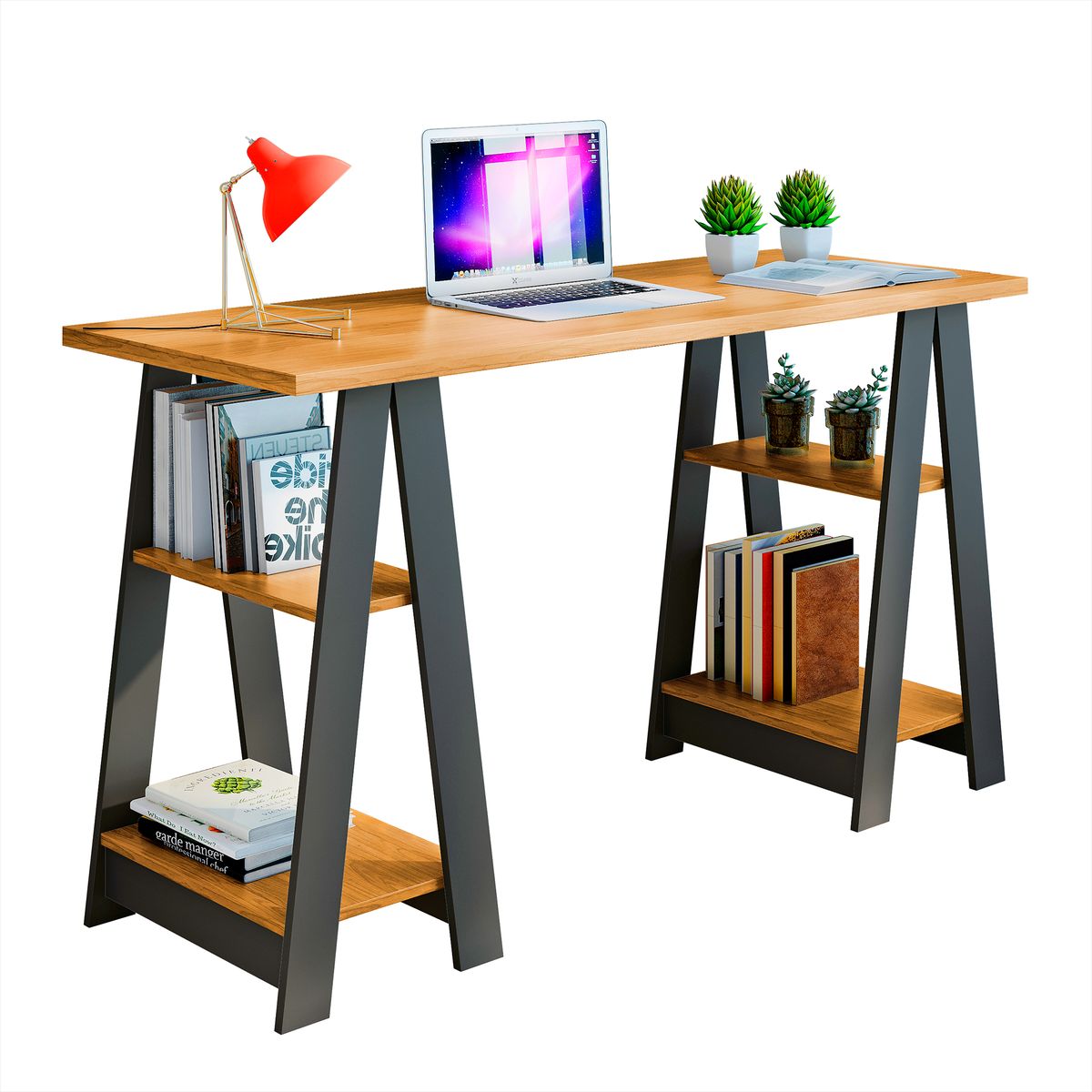 DI PORETTI - Escritorio Vigor Gris 136x78x54 cm