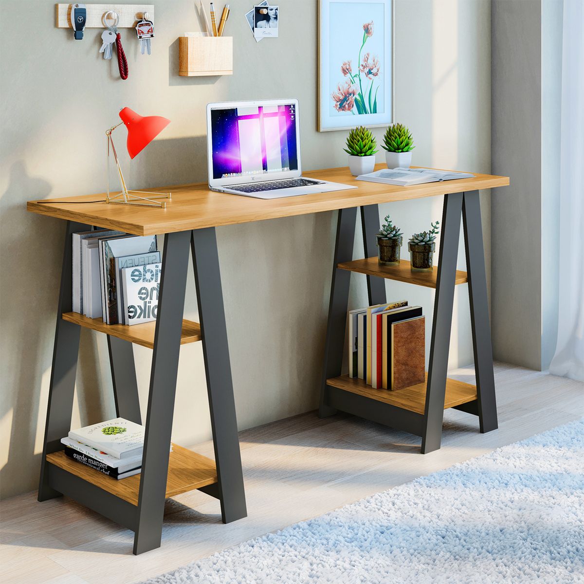 DI PORETTI - Escritorio Vigor Gris 136x78x54 cm