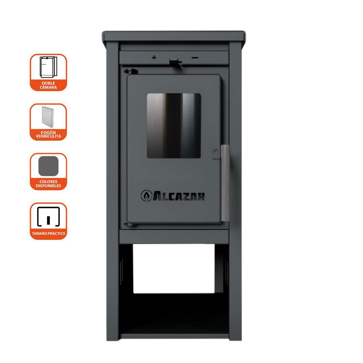 ALCAZAR - Estufa Leña Patagonia 350 gris