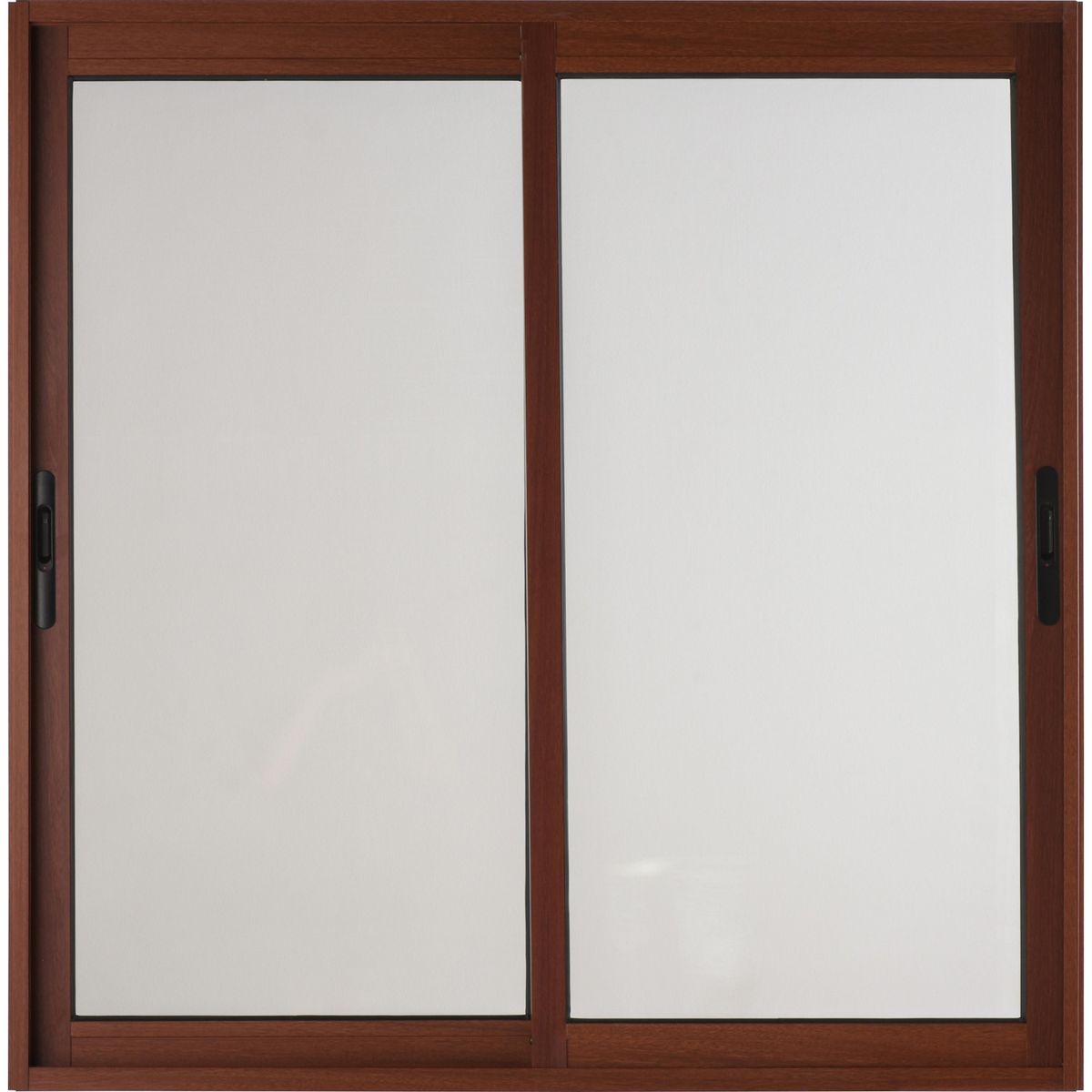 TERMOHOME - Ventana corredera Aluminio Corredera 100x100 cm Vidrio Termopanel Madera Roble