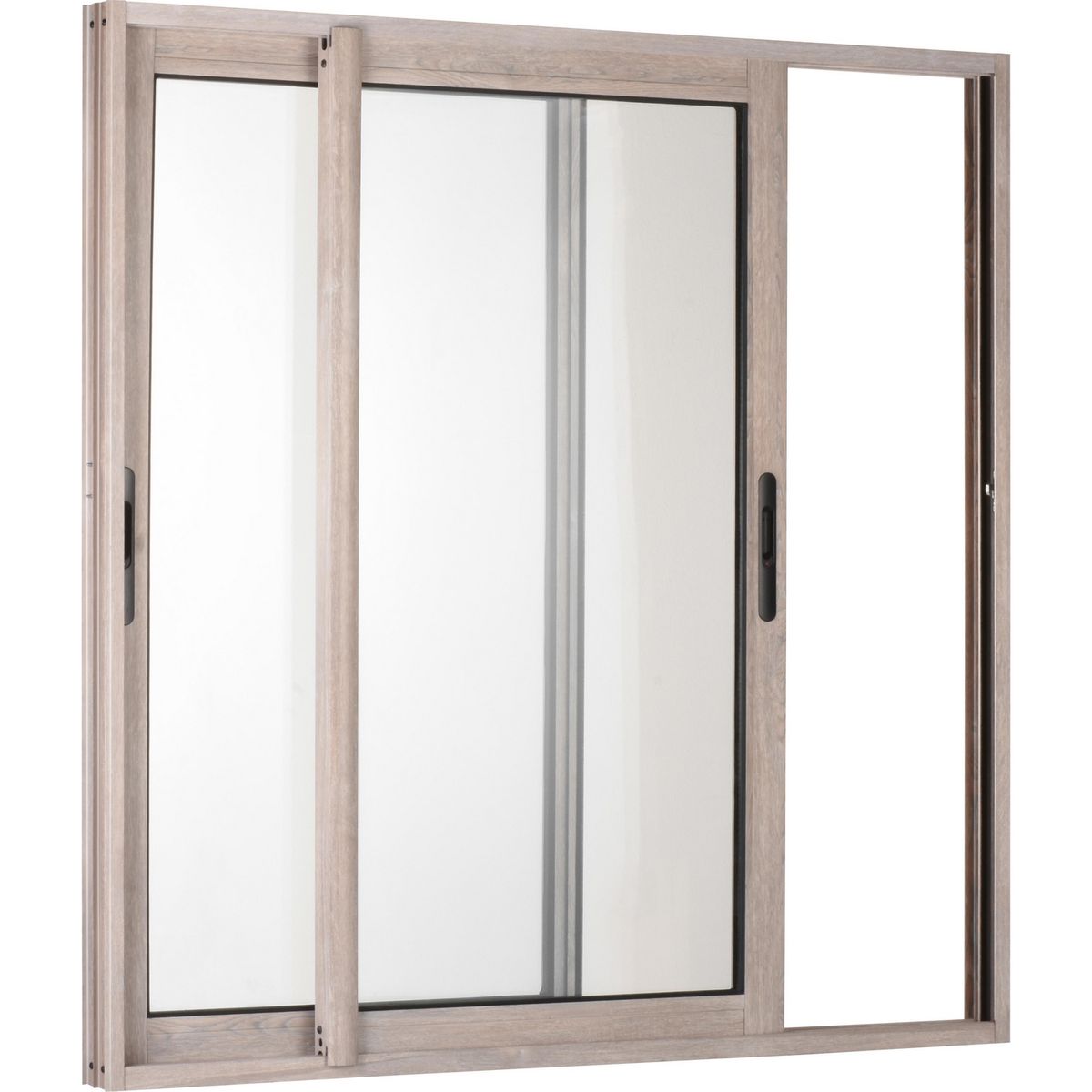 TERMOHOME - Ventana corredera Aluminio Corredera 100x100 cm Vidrio Termopanel Madera ceniza