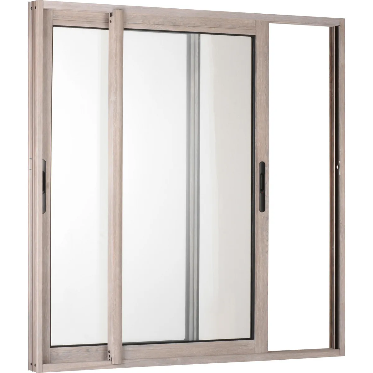 TERMOHOME - Ventana corredera Aluminio Corredera 100x100 cm Vidrio Termopanel Madera ceniza