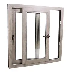 TERMOHOME - Ventana corredera PVC Corredera 120x120 cm Vidrio Termopanel Madera Monument