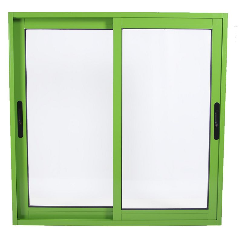 TERMOHOME - Ventana corredera Aluminio Corredera 100x100 cm Vidrio Termopanel Verde claro